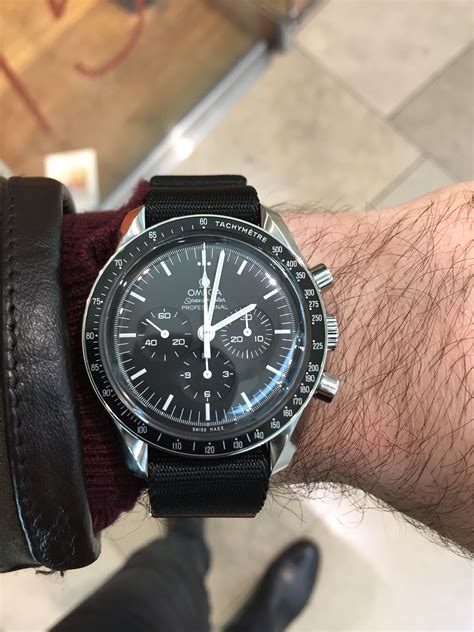 omega speedmaster on nato strap|omega speedmaster reduced nato strap.